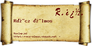 Rácz Álmos névjegykártya