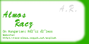 almos racz business card